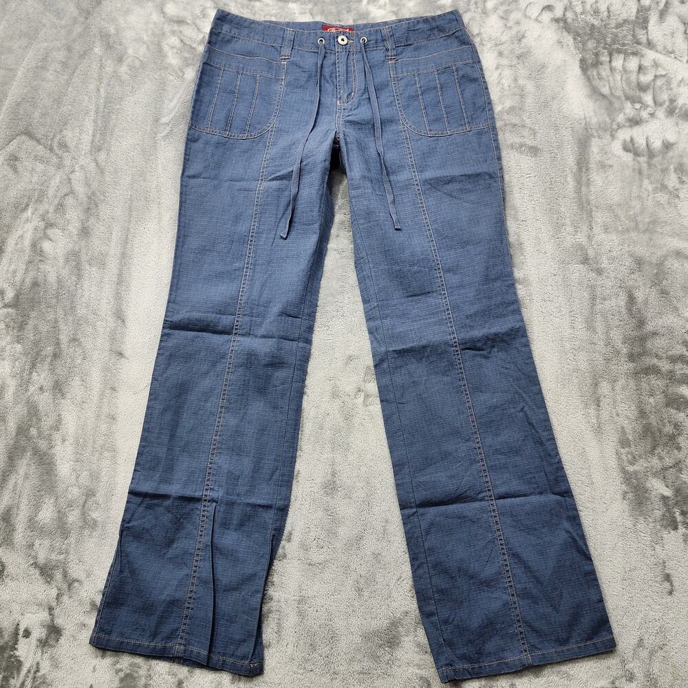 Vintage BeBop Pants Womens 13 Juniors‎ Blue Ripstop Drawstring Wide Leg Grunge